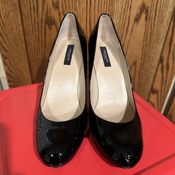 Ann Taylor Patent Leather Black High Heels Size 9 1/2 M Preowned Pumps Round Toe - Picture 2 of 14